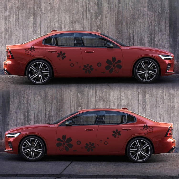 2 PCS/Set D-510 Flowers Pattern Car Modified Decorative Sticker(Black) - free shipping - PMC Jewellery - Order now!