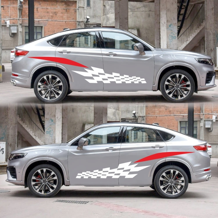 2 PCS/Set D-538 Checkered Totem Pattern Car Modified Decorative Sticker(White+Red) - Decorative Sticker by PMC TechLife | Online Shopping South Africa | PMC TechLife | Buy Now Pay Later Mobicred