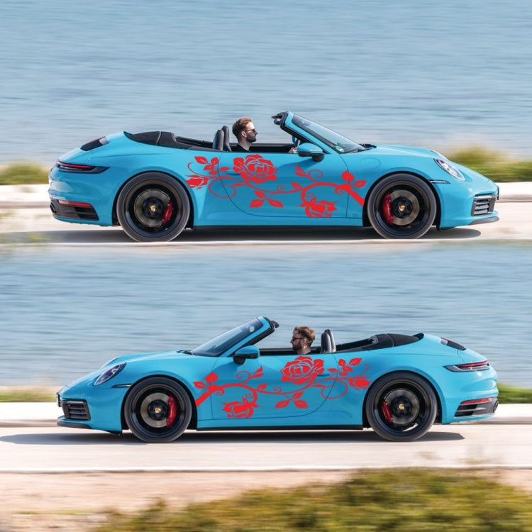 2 PCS/Set D-545 Rose Pattern Car Modified Decorative Sticker(Red) - Decorative Sticker by PMC TechLife | Online Shopping South Africa | PMC TechLife | Buy Now Pay Later Mobicred