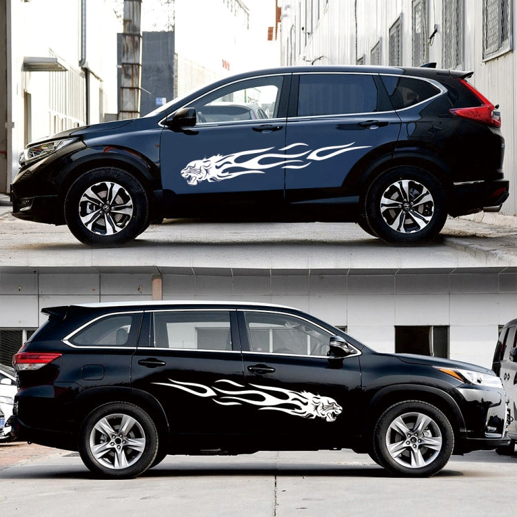 2 PCS/Set D-815 Flame Lion Pattern Car Modified Decorative Sticker(White) - Decorative Sticker by PMC TechLife | Online Shopping South Africa | PMC TechLife | Buy Now Pay Later Mobicred