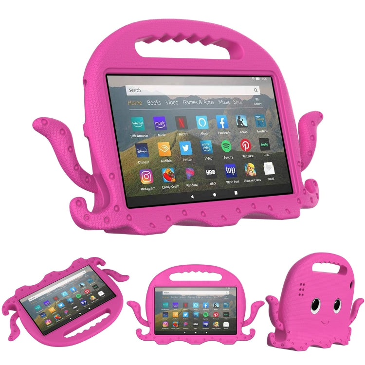 For Amazon Kindle Fire HD 7 2019 / 2017 / 2015 Octopus EVA Shockproof Tablet Case with Screen Film & Shoulder Strap(Rose Red) - Amazon by PMC TechLife | Online Shopping South Africa | PMC TechLife | Buy Now Pay Later Mobicred