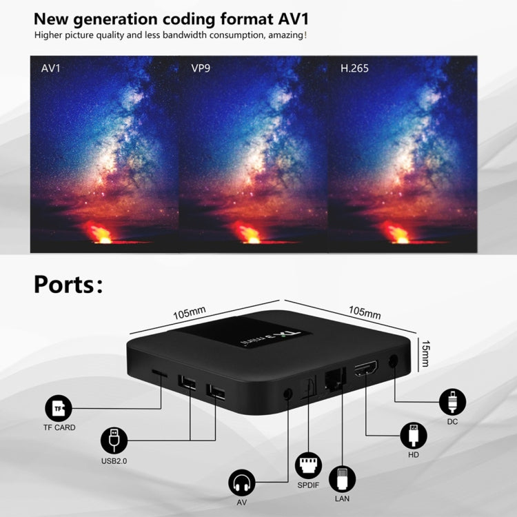 TX3 mini+  Android 11.0 Smart TV Box, Amlogic S905W2 Quad Core, Memory:2GB+16GB, 2.4GHz WiFi(EU Plug) - Amlogic S905 by PMC Jewellery | Online Shopping South Africa | PMC Jewellery | Buy Now Pay Later Mobicred