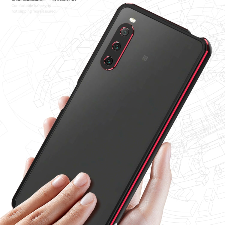 For Sony Xperia 10 ��� Aurora Series Lens Protector + Metal Frame Protective Phone Case(Black+Red) - Sony Cases by PMC TechLife | Online Shopping South Africa | PMC TechLife | Buy Now Pay Later Mobicred