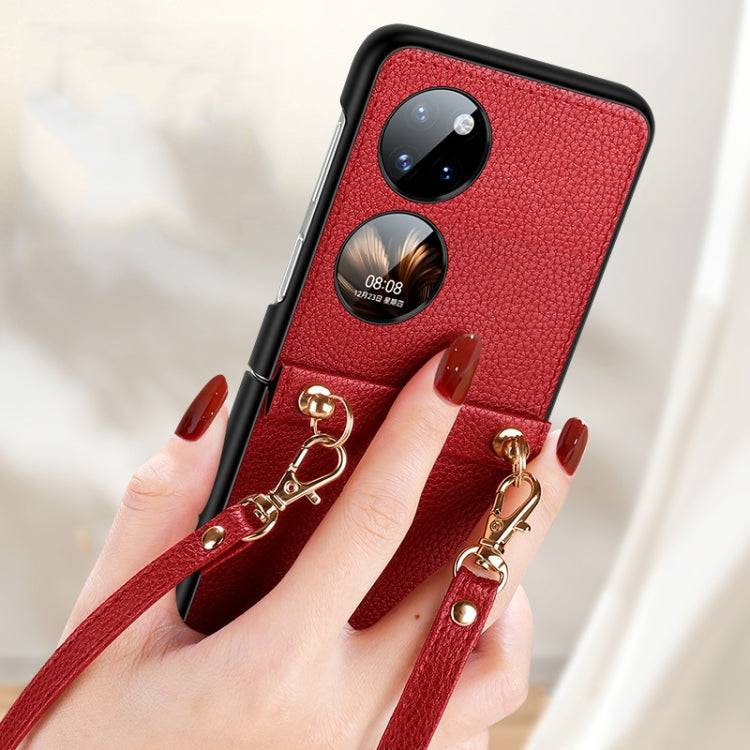 For Huawei P50 Pocket SULADA Litchi Texture Leather + TPU Phone Case with Strap(Red) - Huawei Cases by SULADA | Online Shopping South Africa | PMC TechLife | Buy Now Pay Later Mobicred