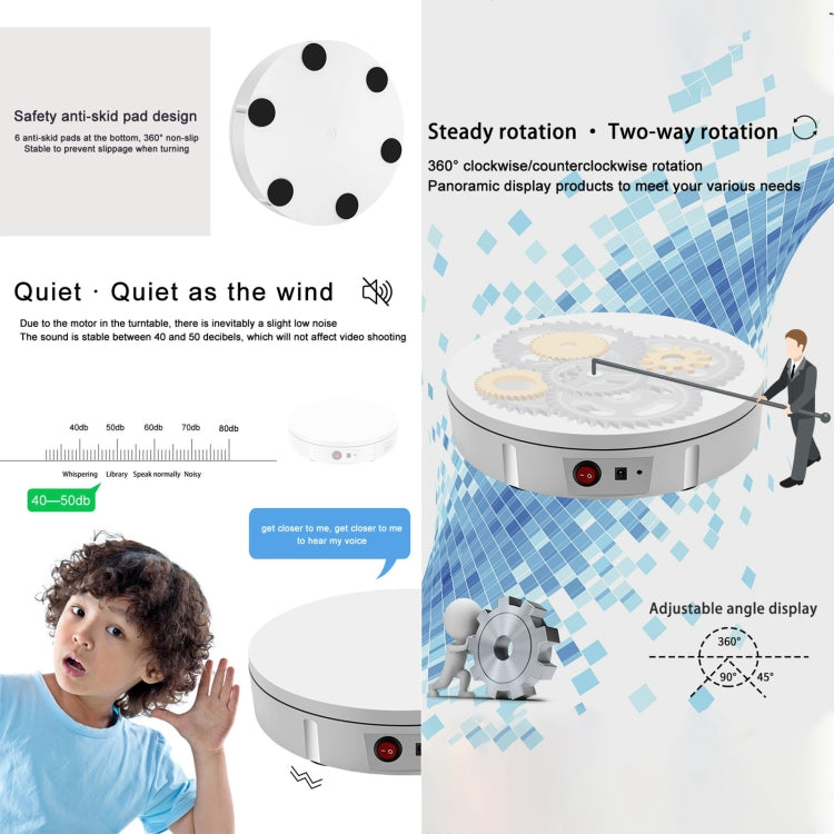 22cm Charging Rotating Display Stand Video Shooting Turntable, Load: 50kg, Power Plug:US Plug(White) -  by PMC TechLife | Online Shopping South Africa | PMC TechLife | Buy Now Pay Later Mobicred