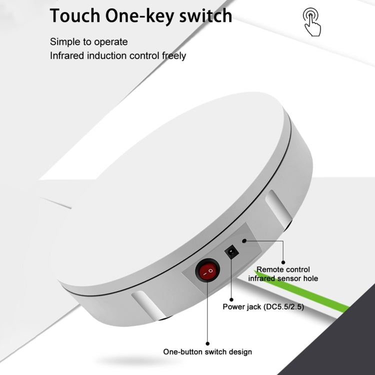 22cm Charging Rotating Display Stand Video Shooting Turntable, Load: 50kg, Power Plug:UK Plug(White) - free shipping - PMC TechLife - Order now!