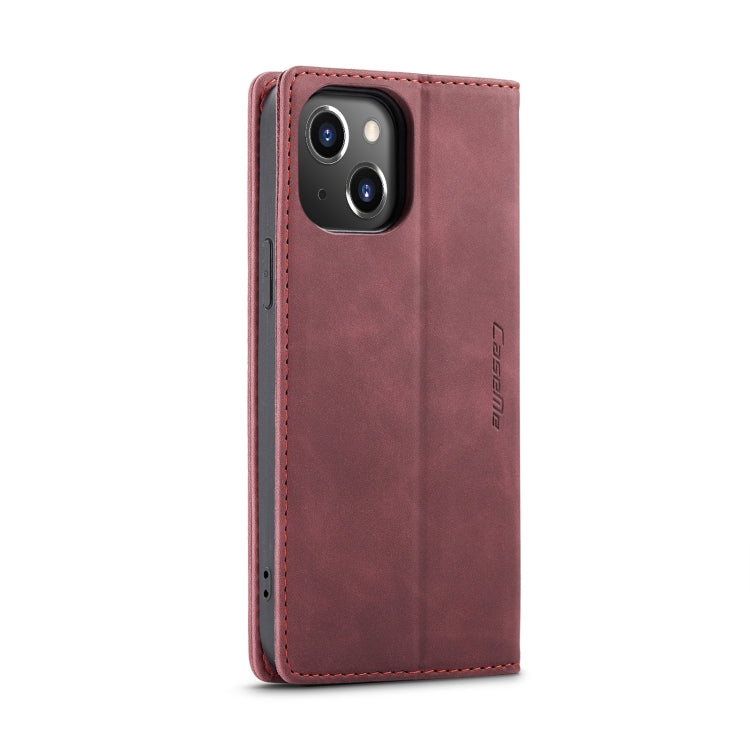 For iPhone 14 CaseMe-013 Multifunctional Retro Frosted Leather Phone Case (Wine Red) - iPhone 14 Cases by CaseMe | Online Shopping South Africa | PMC Jewellery | Buy Now Pay Later Mobicred