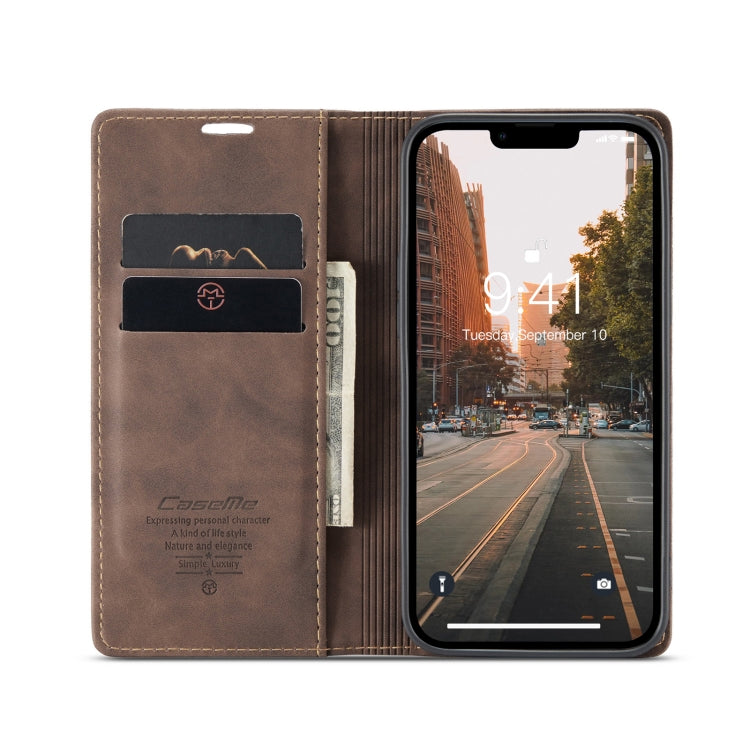 For iPhone 14 Plus CaseMe-013 Multifunctional Retro Frosted Leather Phone Case (Coffee) - iPhone 14 Plus Cases by CaseMe | Online Shopping South Africa | PMC Jewellery | Buy Now Pay Later Mobicred