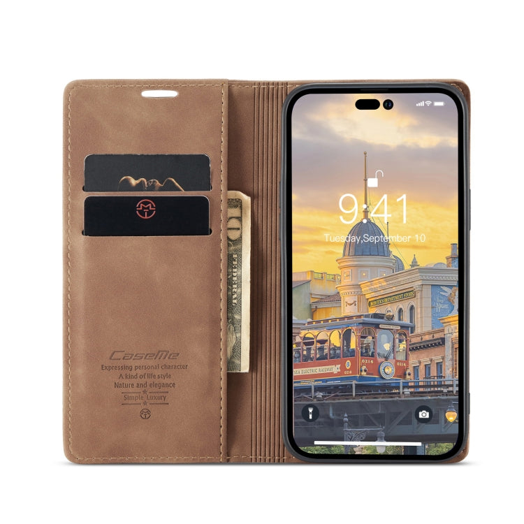 For iPhone 14 Pro CaseMe-013 Multifunctional Retro Frosted Leather Phone Case(Brown) - iPhone 14 Pro Cases by CaseMe | Online Shopping South Africa | PMC Jewellery | Buy Now Pay Later Mobicred