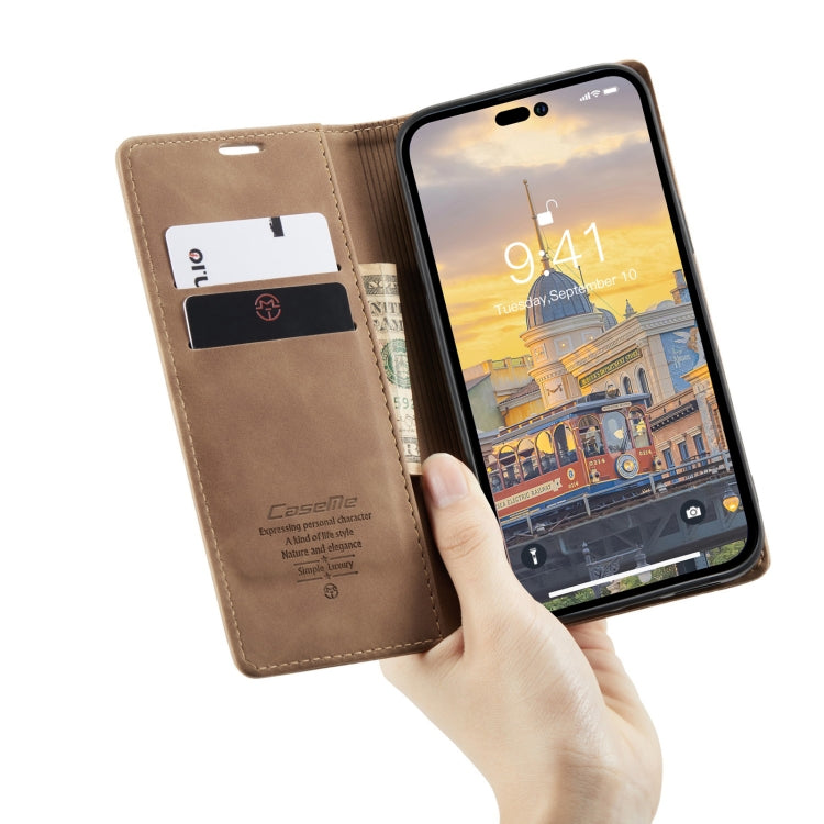 For iPhone 14 Pro CaseMe-013 Multifunctional Retro Frosted Leather Phone Case(Brown) - iPhone 14 Pro Cases by CaseMe | Online Shopping South Africa | PMC Jewellery | Buy Now Pay Later Mobicred