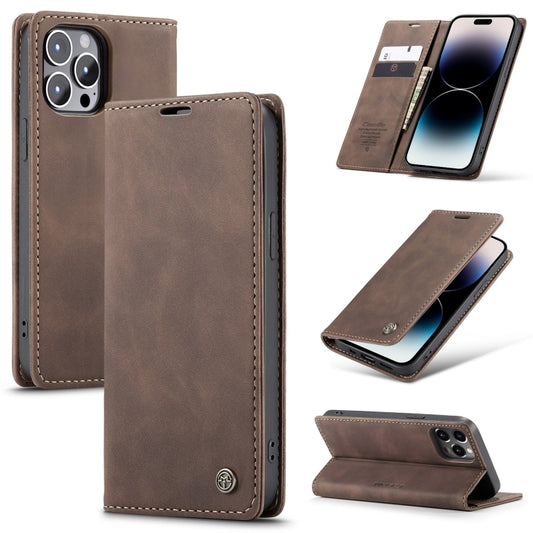 For iPhone 14 Pro Max CaseMe-013 Multifunctional Retro Frosted Leather Phone Case (Coffee) - iPhone 14 Pro Max Cases by CaseMe | Online Shopping South Africa | PMC Jewellery | Buy Now Pay Later Mobicred