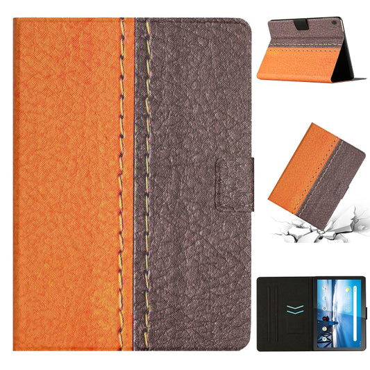 For Lenovo Tab M10 X605F X505 Stitching Solid Color Smart Leather Tablet Case(Orange) - Lenovo by PMC Jewellery | Online Shopping South Africa | PMC Jewellery | Buy Now Pay Later Mobicred