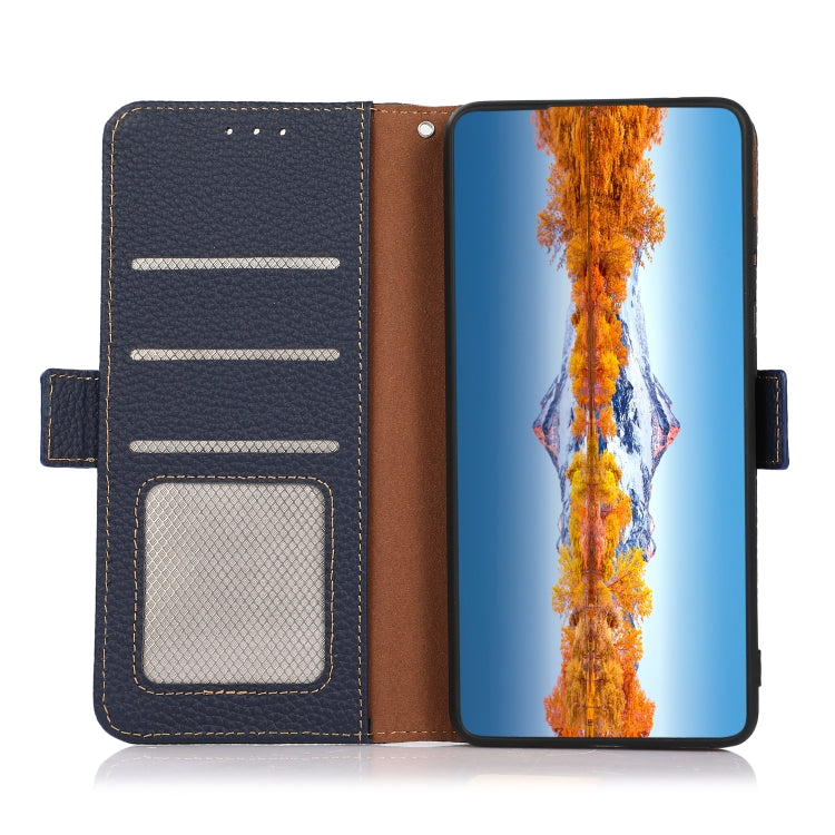 For Honor X40i KHAZNEH Side-Magnetic Litchi Texture Genuine Leather RFID Phone Case(Blue) - Honor Cases by PMC TechLife | Online Shopping South Africa | PMC TechLife | Buy Now Pay Later Mobicred