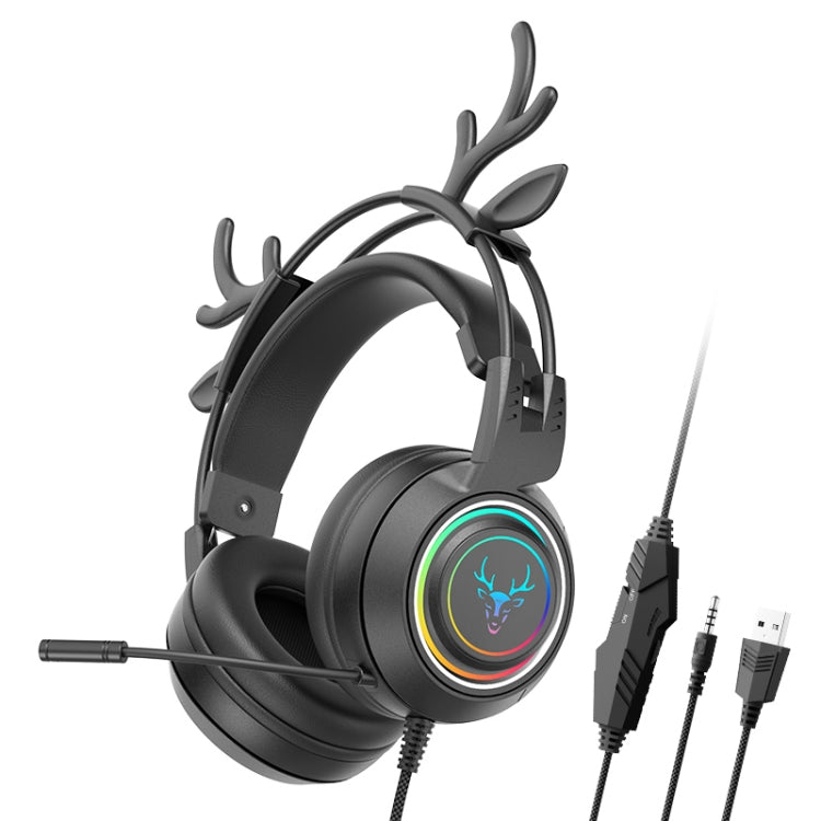 SOYTO SY-G25 Antlers RGB HD Microphone 3D Space Sound Wired Gaming Headset(Black) - Multimedia Headset by SOYTO | Online Shopping South Africa | PMC Jewellery | Buy Now Pay Later Mobicred