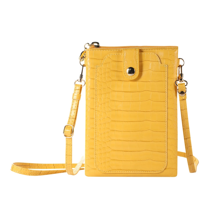 Stone Texture Card Holder Mobile Phone Zipper Bag with Long Strap(Yellow) -  by PMC TechLife | Online Shopping South Africa | PMC TechLife | Buy Now Pay Later Mobicred