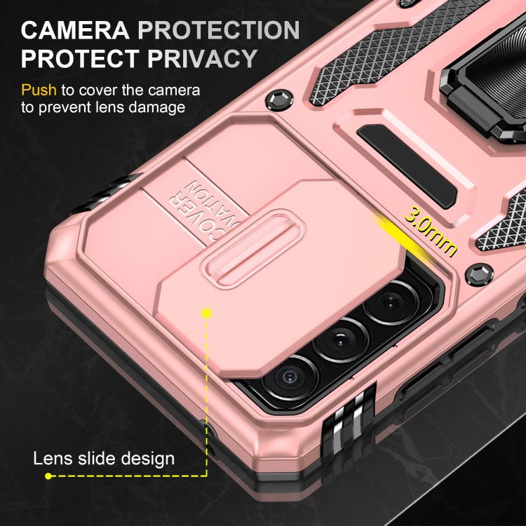 For Samsung Galaxy A52 5G/4G Armor PC + TPU Camera Shield Phone Case(Rose Gold) - Galaxy Phone Cases by PMC TechLife | Online Shopping South Africa | PMC TechLife