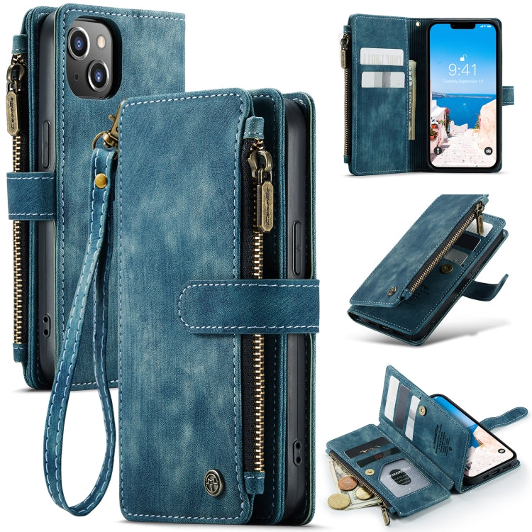 For iPhone 14 CaseMe C30 Multifunctional Phone Leather Case (Blue) - iPhone 14 Cases by CaseMe | Online Shopping South Africa | PMC Jewellery | Buy Now Pay Later Mobicred