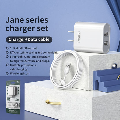 REMAX RP-U35 Jane Series 2.1A Dual USB Port Fast Charger Set, Cable:Micro USB(CN Plug) - USB Charger by REMAX | Online Shopping South Africa | PMC Jewellery | Buy Now Pay Later Mobicred