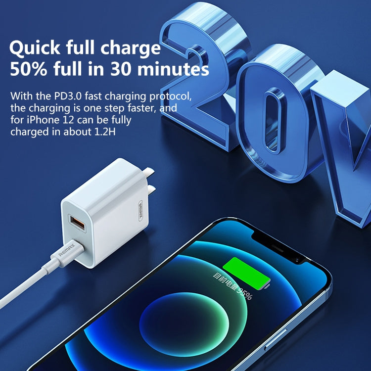 REMAX RP-U68 20W USB+USB-C/Type-C Dual Interface Fast Charger Set, Specification:UK Plug(White) - free shipping - PMC Jewellery - Order now!