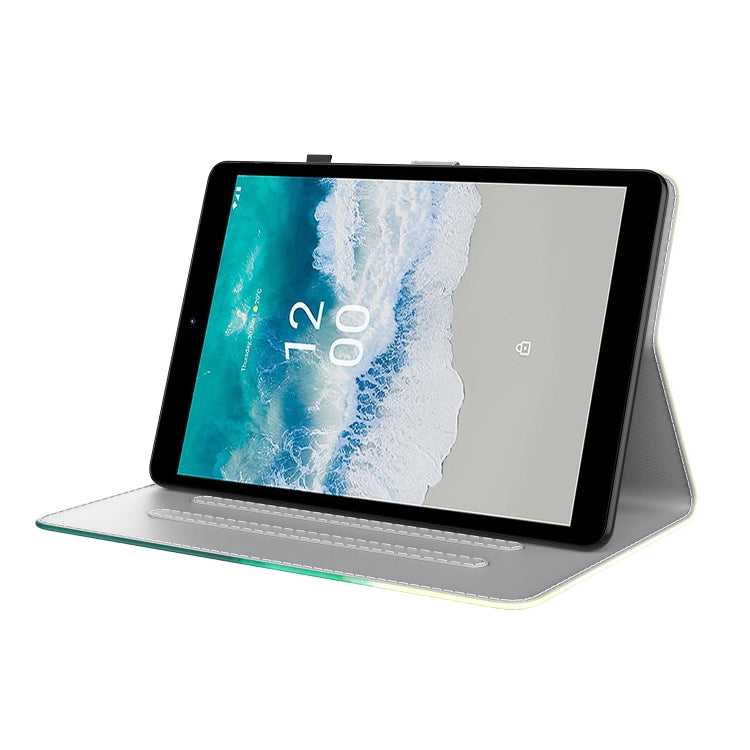 For Nokia T10 Watercolor Pattern Flip Leather Tablet Case(Cyan Green) - Nokia by PMC TechLife | Online Shopping South Africa | PMC TechLife | Buy Now Pay Later Mobicred