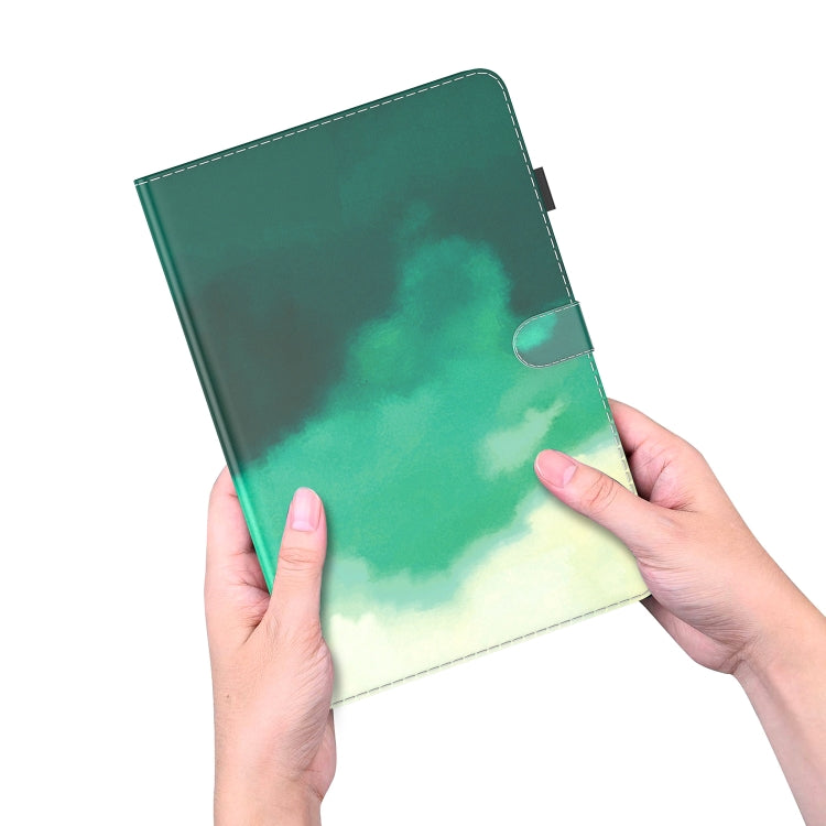 For Nokia T10 Watercolor Pattern Flip Leather Tablet Case(Cyan Green) - Nokia by PMC TechLife | Online Shopping South Africa | PMC TechLife | Buy Now Pay Later Mobicred