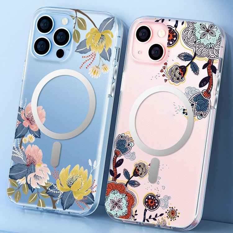 For iPhone 14 Plus Flower Frosted MagSafe Phone Case (Gypsophila) - iPhone 14 Plus Cases by PMC TechLife | Online Shopping South Africa | PMC TechLife