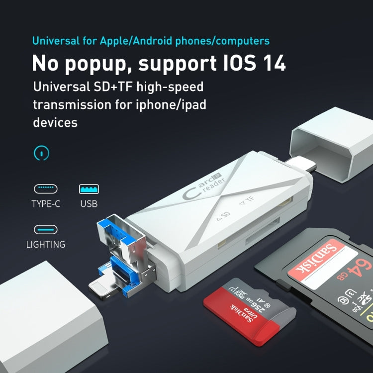 ADS-218 8 Pin+USB+Type-C Multi-function Card Reader(Black) - free shipping - PMC Jewellery - Order now!