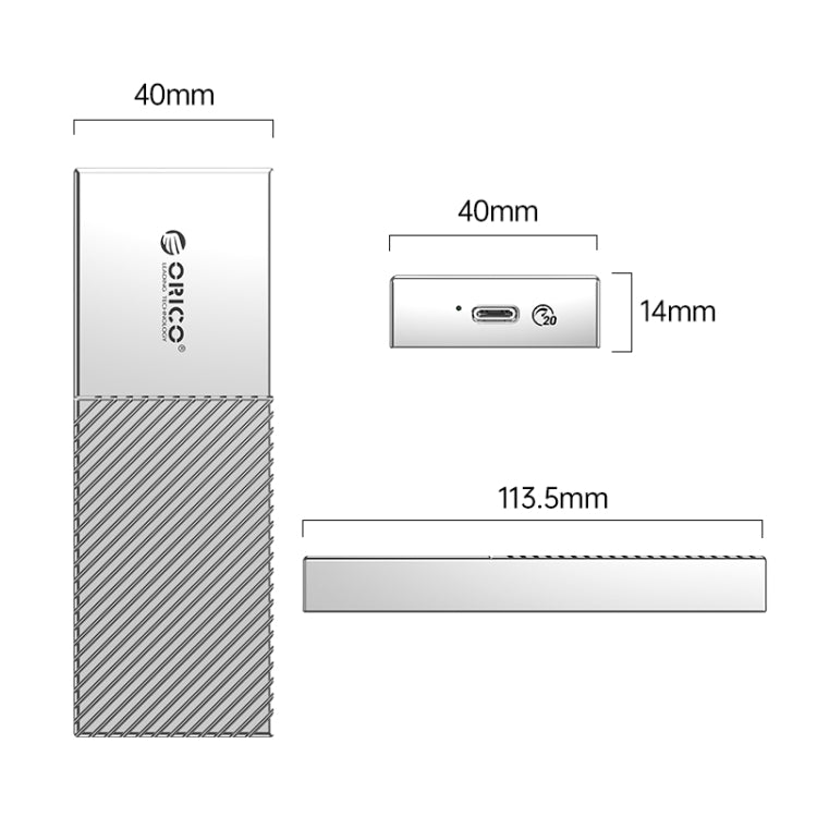 ORICO M207C3-G4-SV 20Gbps USB3.2 Gen2x2 Type-C M.2 NVMe SSD Enclosure(Silver) - HDD Enclosure by ORICO | Online Shopping South Africa | PMC Jewellery | Buy Now Pay Later Mobicred