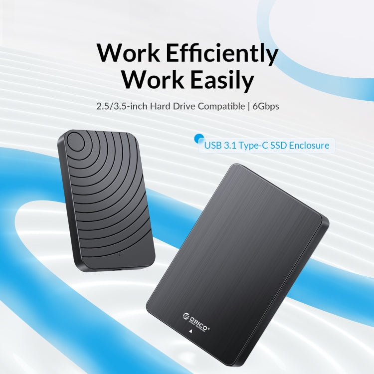 ORICO HM25C3 2.5 inch USB3.1 Gen1 Type-C Hard Drive Enclosure, Plug:AU Plug(Black) - HDD Enclosure by ORICO | Online Shopping South Africa | PMC Jewellery | Buy Now Pay Later Mobicred