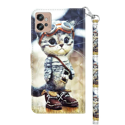 For Motorola Moto G32 5G 3D Painted Leather Phone Case(Naughty Cat) - Motorola Cases by PMC Jewellery | Online Shopping South Africa | PMC Jewellery | Buy Now Pay Later Mobicred