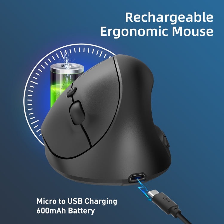 X10 2.4G Wireless Rechargeable Vertical Ergonomic Gaming Mouse(Black) - Wireless Mice by PMC Jewellery | Online Shopping South Africa | PMC Jewellery | Buy Now Pay Later Mobicred