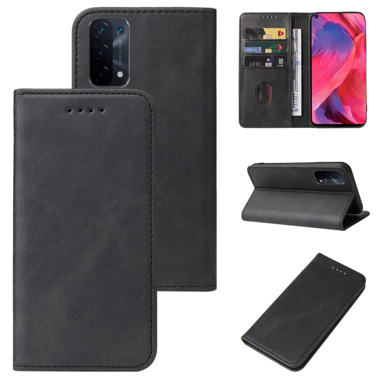 For OPPO A74 5G Magnetic Closure Leather Phone Case(Black) - OPPO Cases by PMC TechLife | Online Shopping South Africa | PMC TechLife | Buy Now Pay Later Mobicred