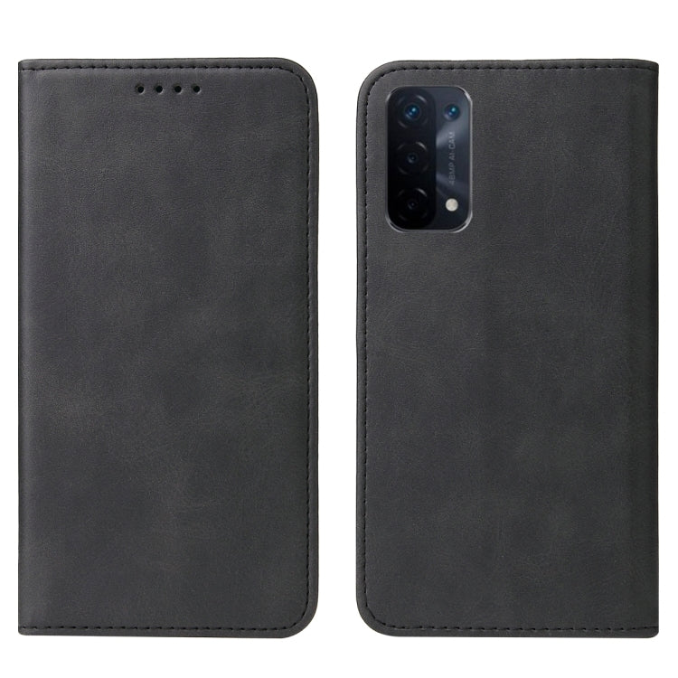 For OPPO A74 5G Magnetic Closure Leather Phone Case(Black) - OPPO Cases by PMC TechLife | Online Shopping South Africa | PMC TechLife | Buy Now Pay Later Mobicred