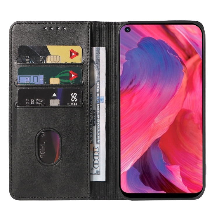 For OPPO A74 5G Magnetic Closure Leather Phone Case(Black) - OPPO Cases by PMC TechLife | Online Shopping South Africa | PMC TechLife | Buy Now Pay Later Mobicred