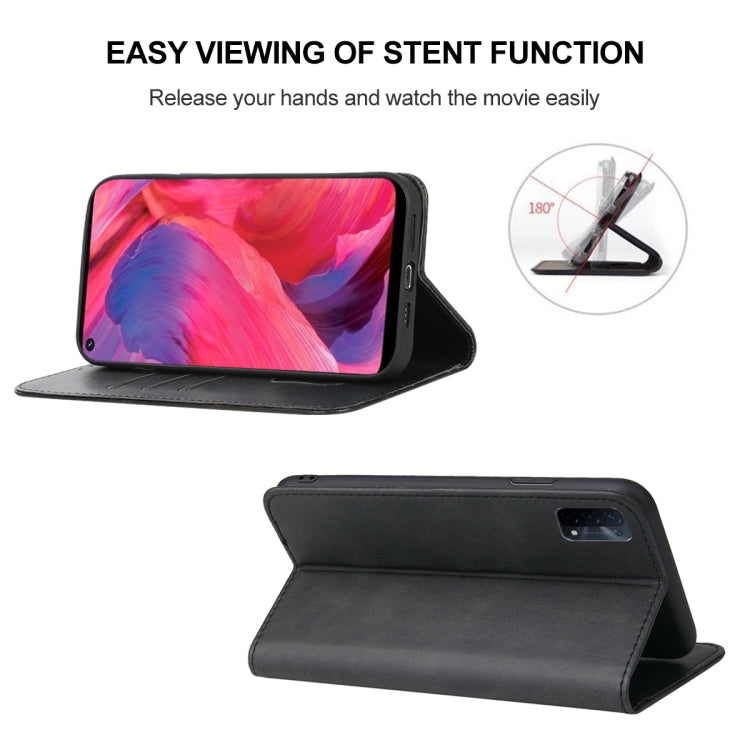 For OPPO A74 5G Magnetic Closure Leather Phone Case(Black) - OPPO Cases by PMC TechLife | Online Shopping South Africa | PMC TechLife | Buy Now Pay Later Mobicred