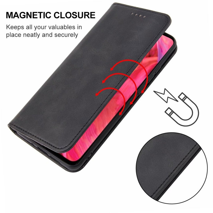 For OPPO A74 5G Magnetic Closure Leather Phone Case(Black) - OPPO Cases by PMC TechLife | Online Shopping South Africa | PMC TechLife | Buy Now Pay Later Mobicred
