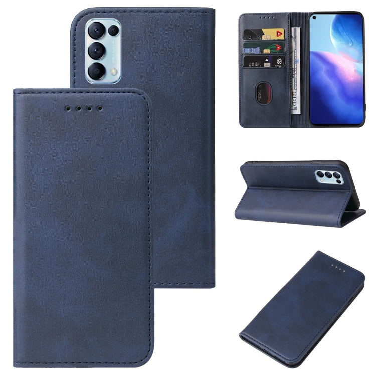 For OPPO Reno5 5G Magnetic Closure Leather Phone Case(Blue) - OPPO Cases by PMC Jewellery | Online Shopping South Africa | PMC Jewellery