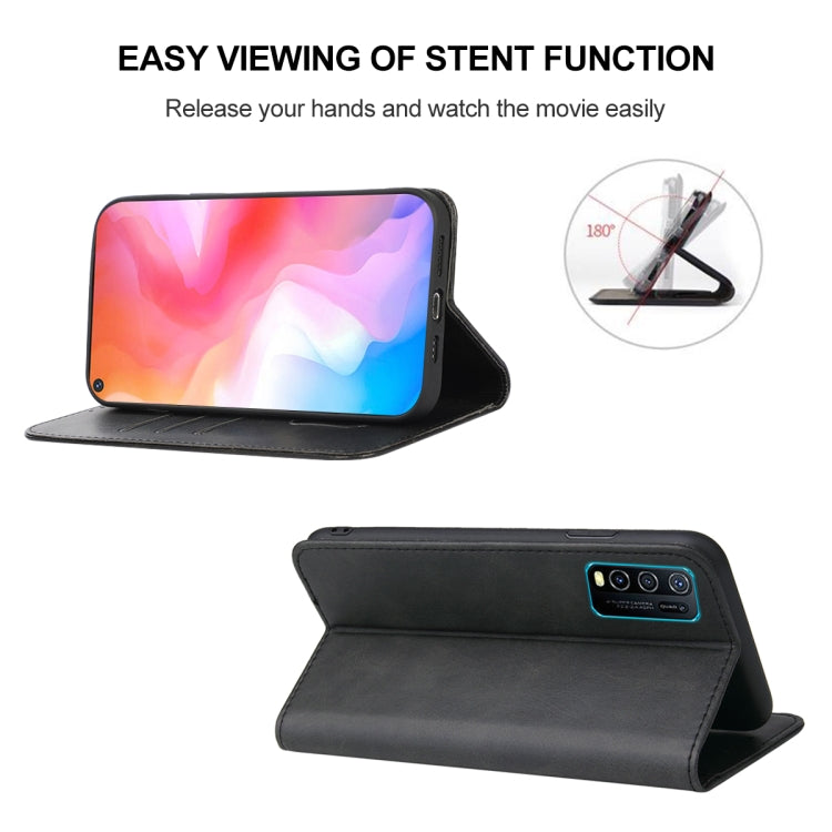 For vivo Y30 Magnetic Closure Leather Phone Case(Black) - vivo Cases by PMC TechLife | Online Shopping South Africa | PMC TechLife