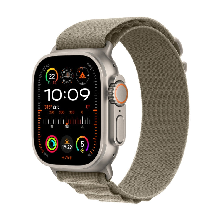 Nylon Loop Watch Band For Apple Watch Ultra & Ultra 2 49mm / Series 9&8&7 45mm / SE 2&6&SE&5&4 44mm(Olive) - Watch Bands by PMC Jewellery | Online Shopping South Africa | PMC Jewellery | Buy Now Pay Later Mobicred