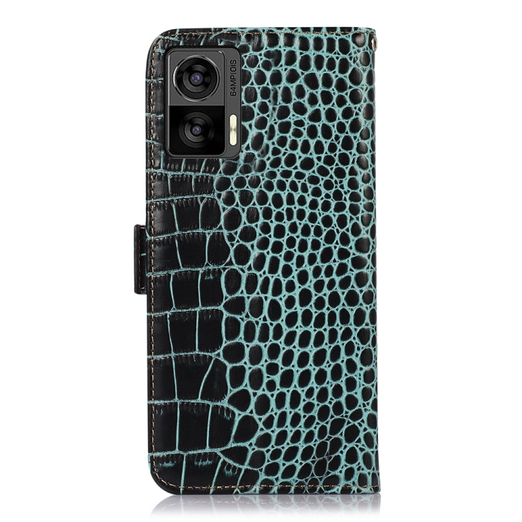 For Motorola Edge 30 Lite / Edge 30 Neo Crocodile Top Layer Cowhide Leather Phone Case(Green) - Motorola Cases by PMC TechLife | Online Shopping South Africa | PMC TechLife | Buy Now Pay Later Mobicred