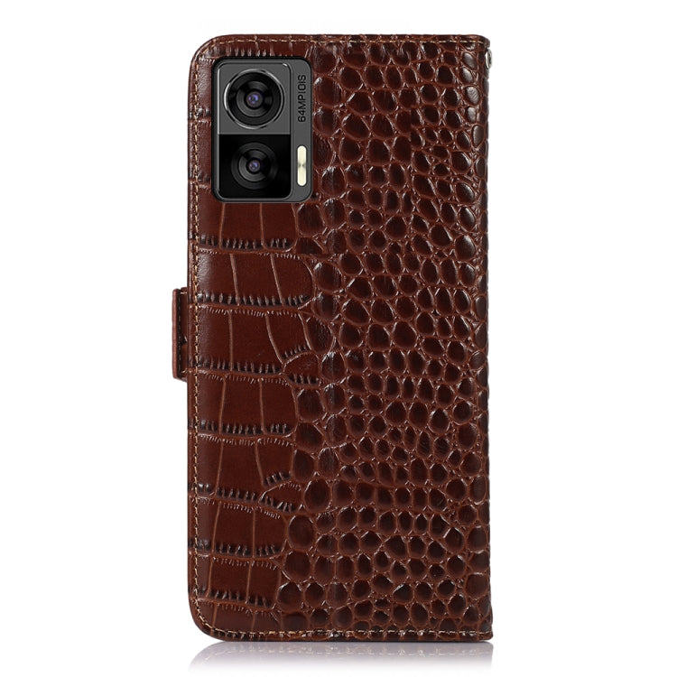 For Motorola Edge 30 Lite / Edge 30 Neo Crocodile Top Layer Cowhide Leather Phone Case(Brown) - Motorola Cases by PMC TechLife | Online Shopping South Africa | PMC TechLife | Buy Now Pay Later Mobicred