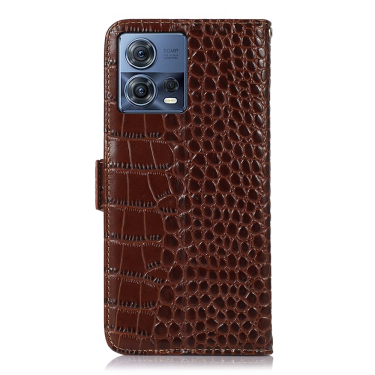 For Motorola Moto S30 Pro Crocodile Top Layer Cowhide Leather Phone Case(Brown) - Motorola Cases by PMC TechLife | Online Shopping South Africa | PMC TechLife | Buy Now Pay Later Mobicred