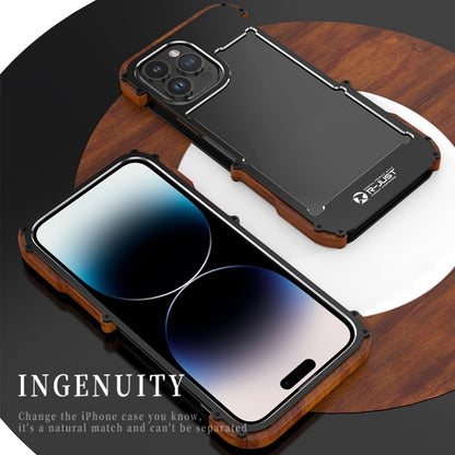 For iPhone 14 Plus R-JUST Ironwood Generation Metal + Wood Phone Case - iPhone 14 Plus Cases by R-JUST | Online Shopping South Africa | PMC Jewellery
