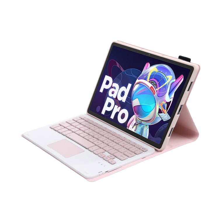 AM18-A Bluetooth Keyboard Leather Case with Touchpad For Lenovo XiaoXin Pad Pro 2022 11.2 inch(Pink) - Lenovo Keyboard by PMC TechLife | Online Shopping South Africa | PMC TechLife