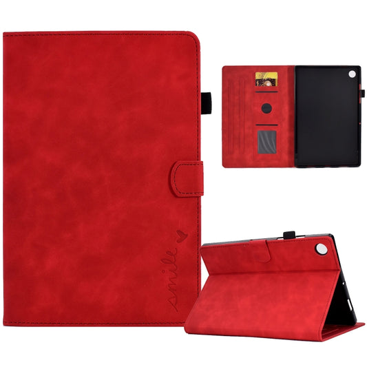 For Huawei MatePad T 10 / T 10s / Honor Pad 6 / X6 Embossed Smile Flip Tablet Leather Case(Red) - Honor by PMC Jewellery | Online Shopping South Africa | PMC Jewellery | Buy Now Pay Later Mobicred