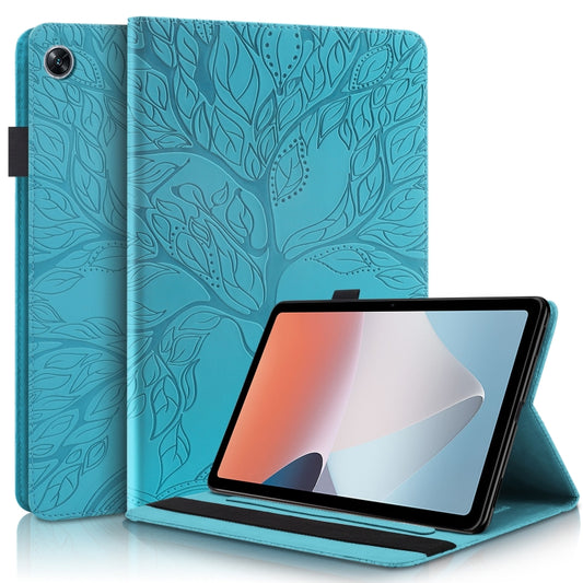 For OPPO Pad Air Life Tree Series Horizontal Flip Leather Tablet Case(Lake Blue) - OPPO by PMC Jewellery | Online Shopping South Africa | PMC Jewellery | Buy Now Pay Later Mobicred