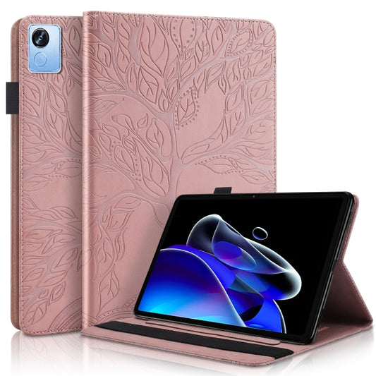 For OPPO Realme Pad X Life Tree Series Horizontal Flip Leather Tablet Case(Rose Gold) - Realme by PMC Jewellery | Online Shopping South Africa | PMC Jewellery | Buy Now Pay Later Mobicred