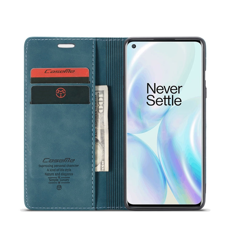 For OnePlus 8 CaseMe Multifunctional Horizontal Flip Leather Case, with Card Slot & Holder & Wallet(Blue) - OnePlus Cases by CaseMe | Online Shopping South Africa | PMC Jewellery | Buy Now Pay Later Mobicred