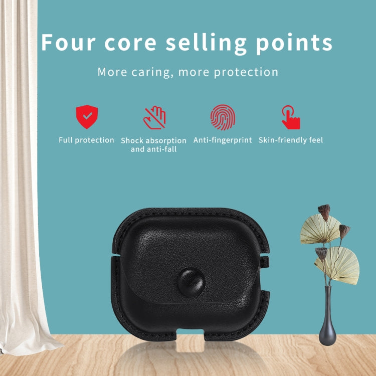 For AirPods Pro 2 Litchi Texture PU Leather Earphone Protective Case with Hook(Dark Brown) - For AirPods Pro 2 by PMC Jewellery | Online Shopping South Africa | PMC Jewellery | Buy Now Pay Later Mobicred