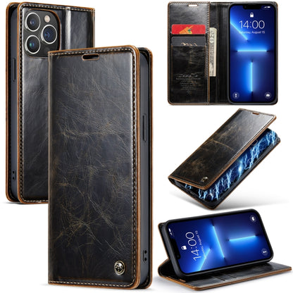 For iPhone 13 Pro Max CaseMe 003 Crazy Horse Texture Leather Phone Case(Coffee) - iPhone 13 Pro Cases by CaseMe | Online Shopping South Africa | PMC Jewellery | Buy Now Pay Later Mobicred